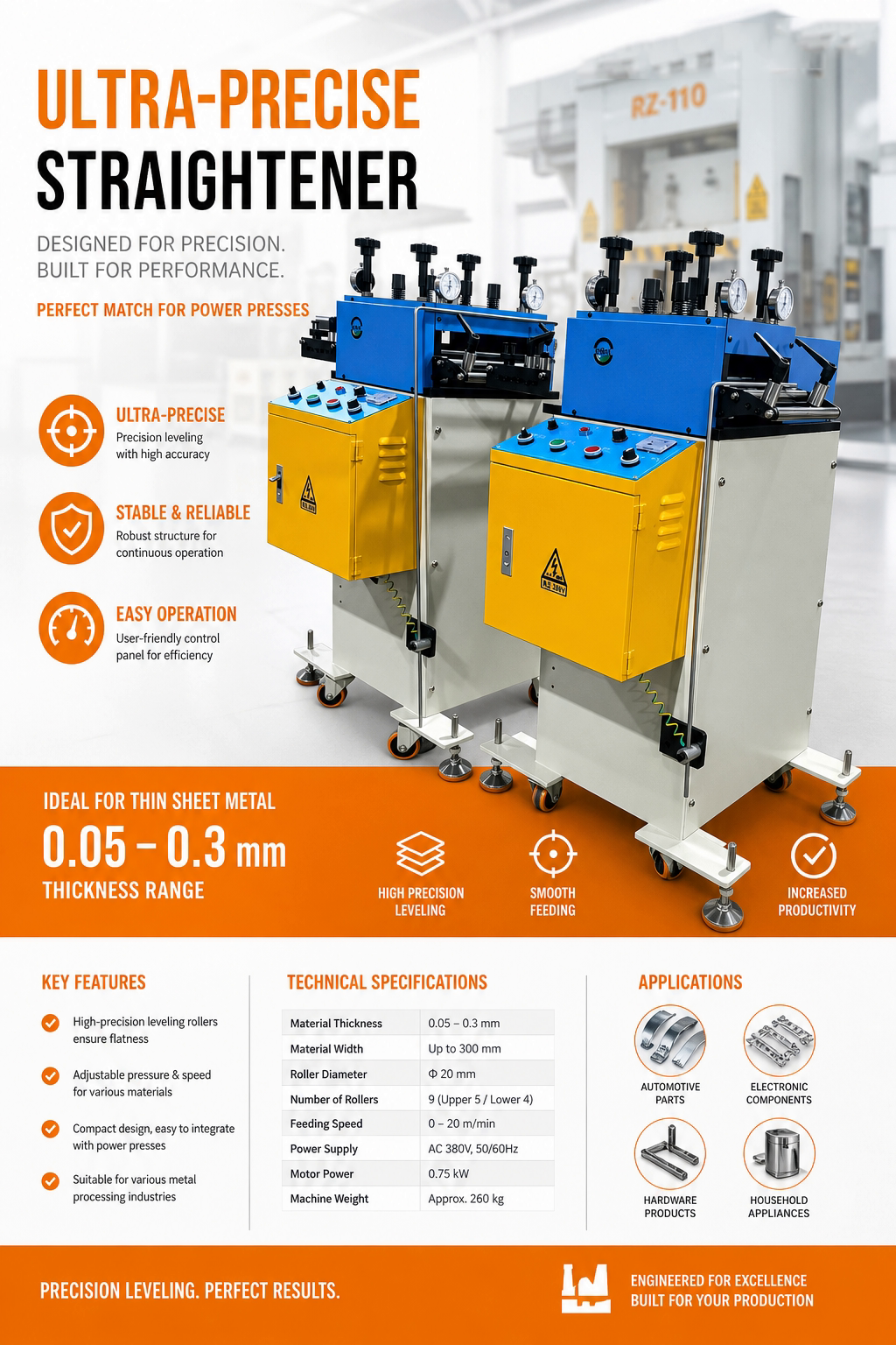 thin sheet precision straightener machine metal sheet leveling machine high precision sheet metal straightening equipment for thin material processing