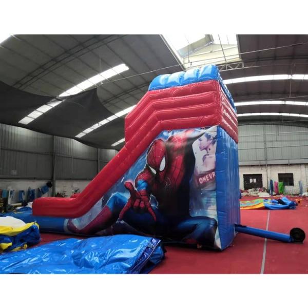 Plato PVC Tarpaulin Material Features Large Spiderman Inflatable Bouncer Dry Slide