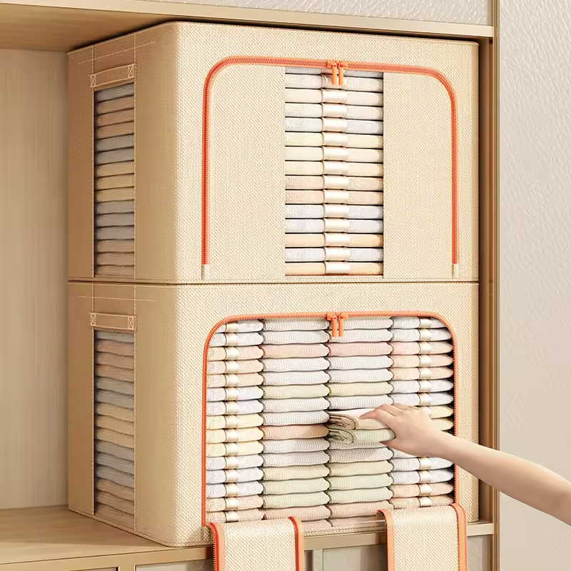 Manufacturer Wholesale Foldable Sturdy Fabric Multi Size Large Capacity Storage Box Clothing and Quilt Storage Box