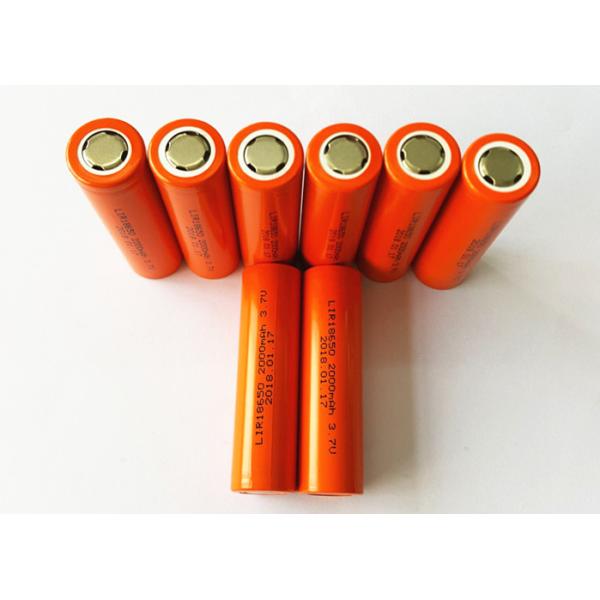 Orange 18650 Flat Top Battery , LED Light 3.7 V 2000mah Li Ion Battery