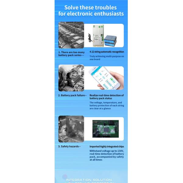 BMS de litio para 12V - 72V: Sistema de gestión de baterías 3S - 32S, 20A - 250A Lifepo4 BMS (4S 100A)