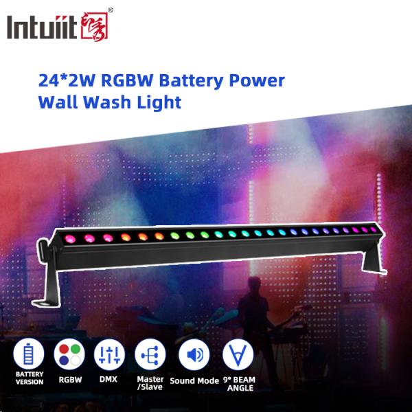 IP20 24x2W RGBW 4in1 バッテリーワイヤレススマートサウンドアクティブコントロール LED ウォールウォッシャーバーライト