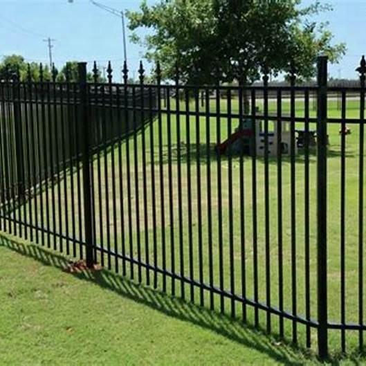 Outdoor Wrought Iron Steel Fence Metal Picket Galvanized Black 6ftx8ft