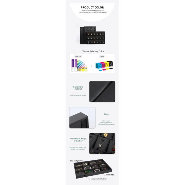 customizable Luxury black leather Jewelry Trays OEM Jewellery Trays display for ring bracelet Necklace