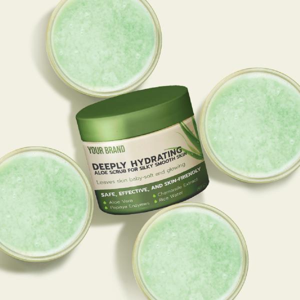 OEM Natural Herbal Body Scrub With Turmeric Rice Bran Oil Aloe Vera For Glowing Skin Exfoliating Smooth Texture