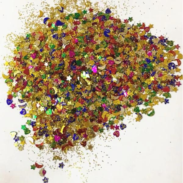 Person Christmas Eye Shadow Glitter Mixed Chunky Sequins PVC Moon Heart Pentacle Drip Filler Cosmetic Garment Christmas