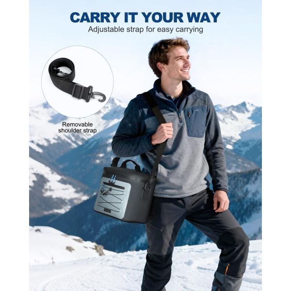 Waterproof Cooler Bag, 7/16/30 Can Soft Sided Small Portable Insulated Cooling Pack, Everyday Lunch Cooler, Leakproof Ice Chest for Beach, Camping, Travel, Picnic