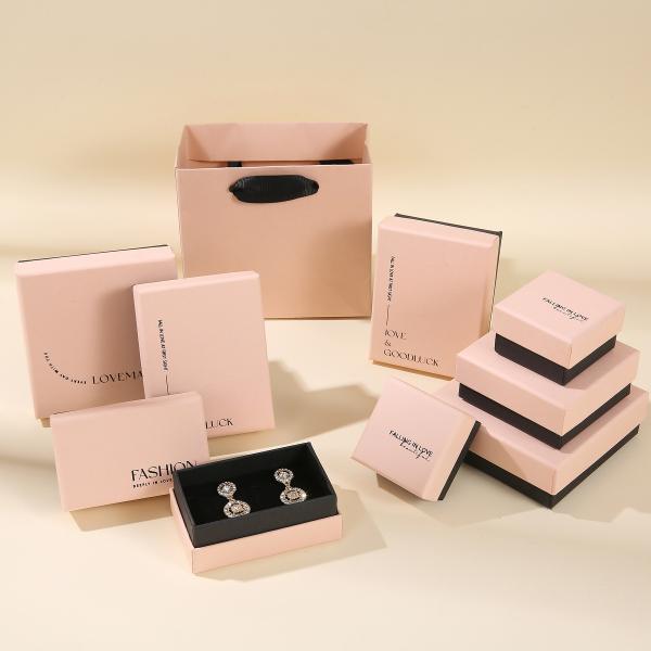 Pink Bracelet Drawer Box Necklace Ring Pull-out Box Ring Storage Box Jewelry Packaging Box Logo Printed