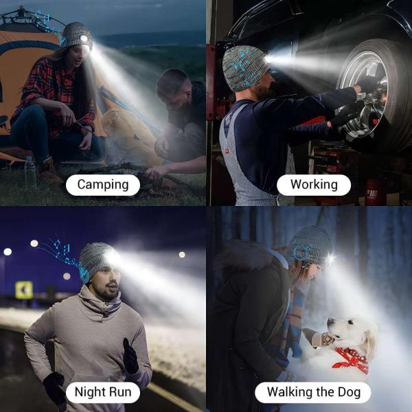 Sports Bluetooth Headphones Hat Hands Free With Music Phone Talks Flahslight