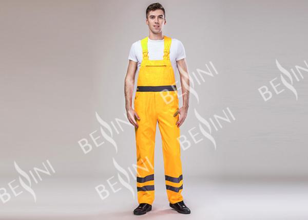 Double Stitching Safety Work Clothes High Visable Orange Jacket Bib Pants Suit