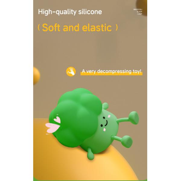 Cute dessin animé brocoli pour accompagner les enfants à dormir lumière de nuit de silicone lampe de lit rechargeable légumes
