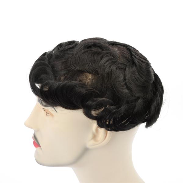 Toupet pour hommes noirs, cheveux 8*10, base pour hommes, toupet en vrais cheveux, dentelle française