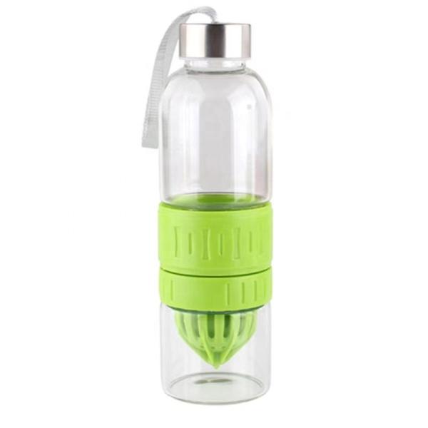 Flasca de agua de infusión de vidrio de 700 ml fácil de llevar al aire libre Bpa libre de Tritán Reutilizable Flasca de vidrio de infusión de frutas Flasca de agua a prueba de fugas boca superior y ancha