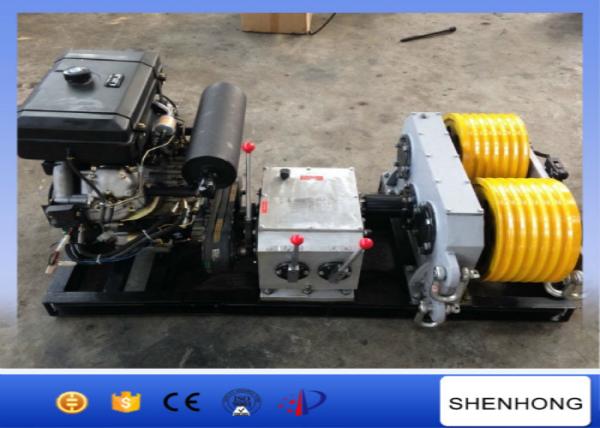40KN Rated Load Diesel Cable Winch Puller 6 Grooves 240 mm Bottom Diameter