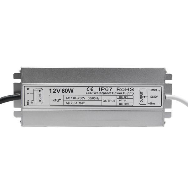 12v 60w Slim waterproof power supply IP67 LED transformer Adapter for LED Light