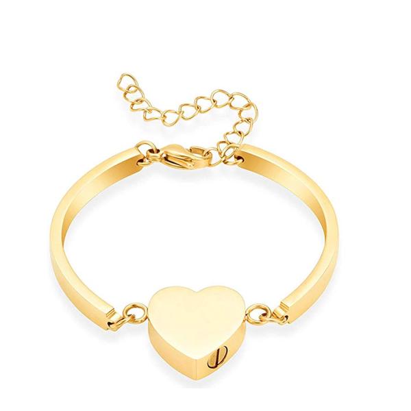 Adjustable Memorial Cremation Bracelet Rainbow Heart Urn Bangle For Ashes Keepsake