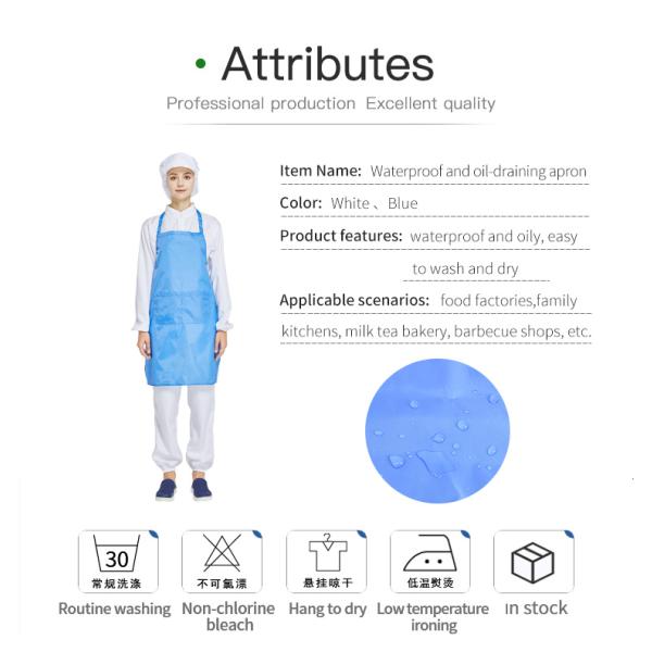 H-1131-AP PE Coated Waterproof Oil Resistant Apron Adjustable with Pockets for Commercial Kitchen Bakery Restaurant Wholesale