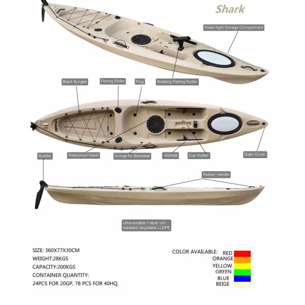 Auge затвор Manoevrability света каяка рыбной ловли океана 10 FT отделяемый