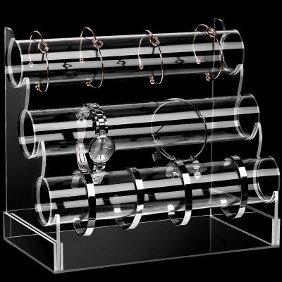 Modern 3 Tier Clear Acrylic Rack Bracelet Holder Lucite Jewelry Organizer oEM