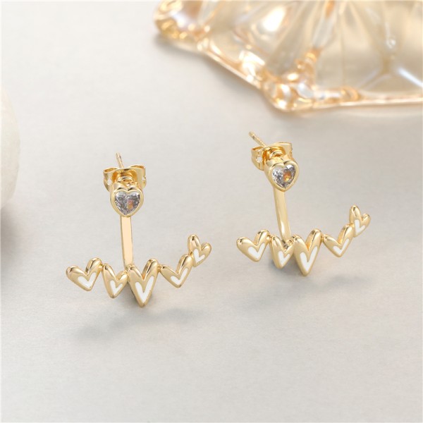 Brass 2025 New Love Earrings Heartbeat Frequency Wave Earrings Hypoallergenicity CZ Women ECG Earrings