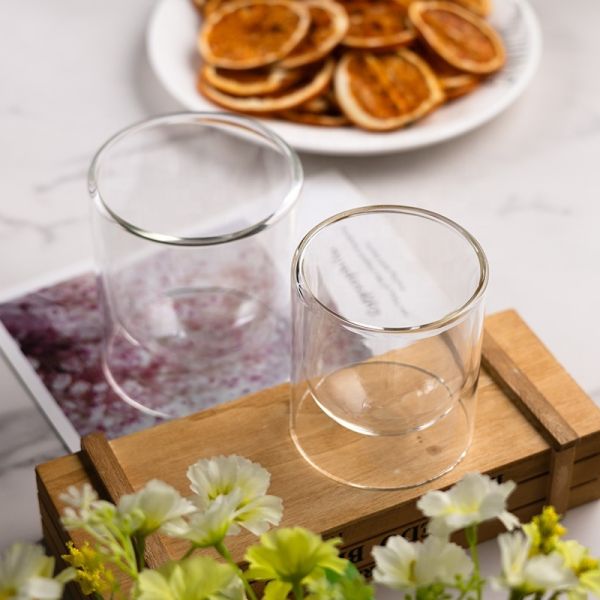 OEM Borosilicate Candle Glass Cup Double Wall Glass Candle Vessels Home Decoration
