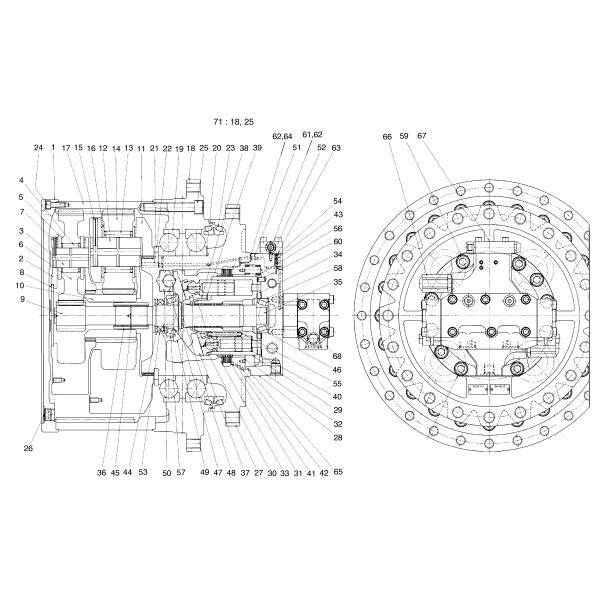 401-00005A 401-00004 2401-6357C SOLAR420 Final Drive DX420LC DH420 SOLAR420LC SOLAR400LC Travel Gearbox With Motor