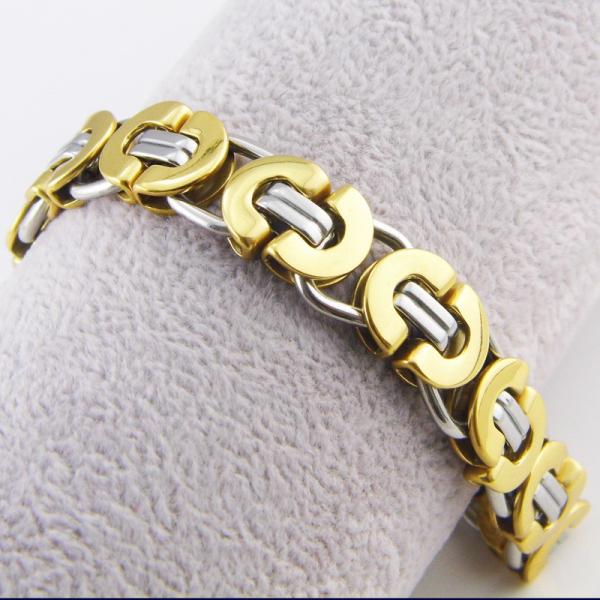 Two-tone stainless steel necklace, Men Bangle Fashion Jewelry Two Tone Stainless Steel Charm Bracelet
