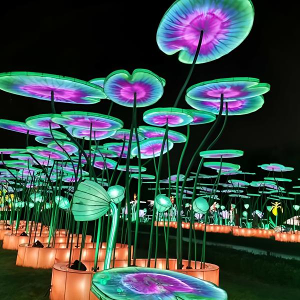 Color Changing Iron Wire Lotus Leaf Light for Shopping Mall Decorations