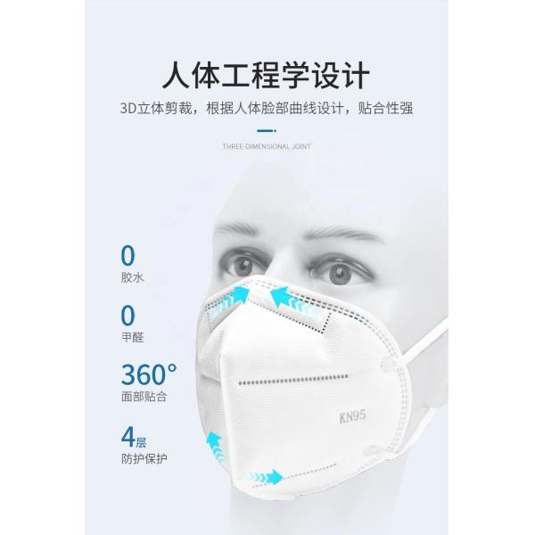 White Earloop Disposable KN95 Mask , Protective 3D Hospital Respirator Mask