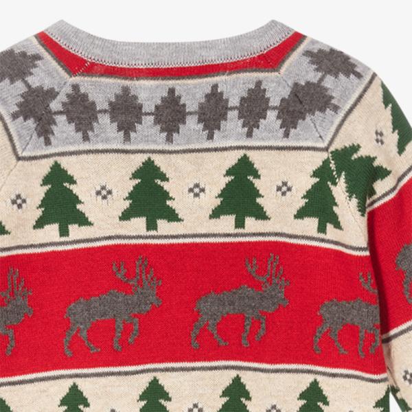 Wholesale Christmas 100% Cotton With Button Full Sleeve Baby Sweater Overall Rompers