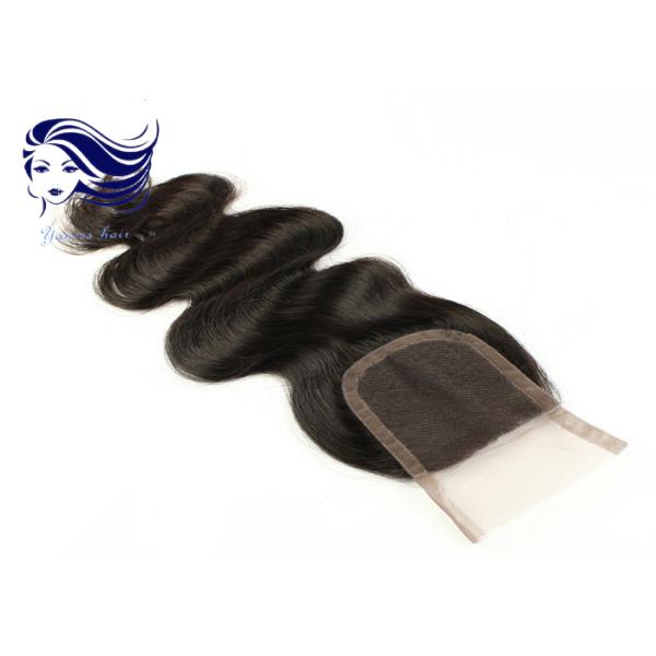 Отбеленное швейцарское закрытие верхней части шнурка/чернота закрытия шнурка человеческих волос естественная