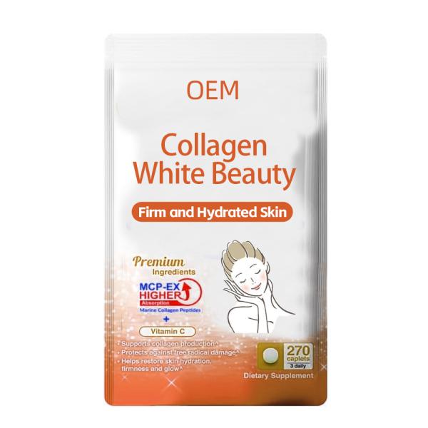 Food And Skin Hydrolyzed Collagen Capsules Supplements With Vitamin C Oem