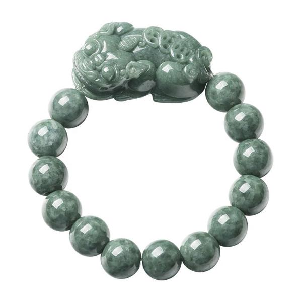 Carved Jadeite Bracelet Oil Green Pixiu Men And Women Charm Bracelets Accessories Birthday Gift Ring 13mm Beads Diameter