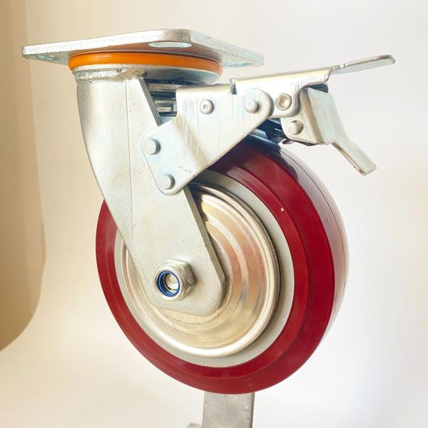 4inch 5inch 6inch 8inch Heavy Duty Red Wheel Roller Bearing Polyurethane PU Swivel Caster