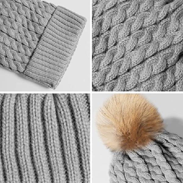 Женщины зимы 58cm вяжут крышку Pom Poms шарика меха шляп Beanie