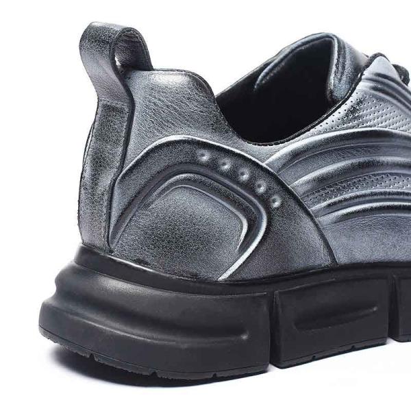 Greyish White Anti Skid Mens Leather Sneakers For Sport