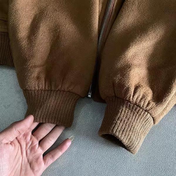 Veste épaisse pour homme en sherpa à fermeture éclair et logo brodé personnalisé, col rabattu, veste décontractée d'hiver en polaire, coupe ajustée