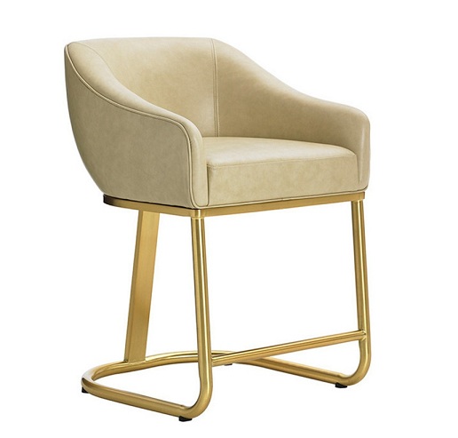 Modern design leisure stainless steel dining chair PU leather upholstery armrest chair for living room