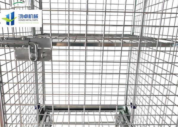 Cargo Storage Wire Cage Trolley Zinc Plated Finished Mobile Cage Trolley