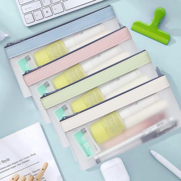 Classycoo Pencil Case 4 Pack Zipper Pencil Pouch, Multifunctional Clear Pen Bag Organizer Stationery Storage Bag