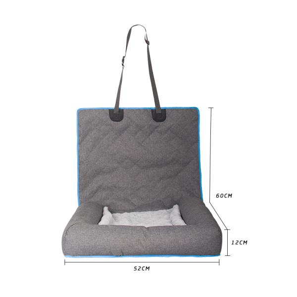 Luxury Pet Bed Foldable Grey Front Dog Car Seat Travel