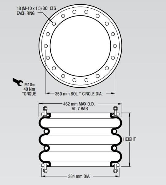 Buy W01-358-7286 Firestone Air Spring Assembly Total Stroke 343MM Pneumatic Airbag