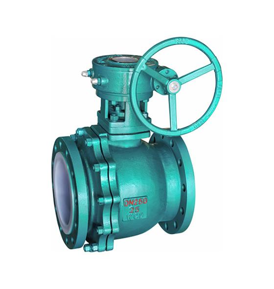 PFA Lined Dump Worm Gear PN16 DN200 Steel 20#Ball Valve