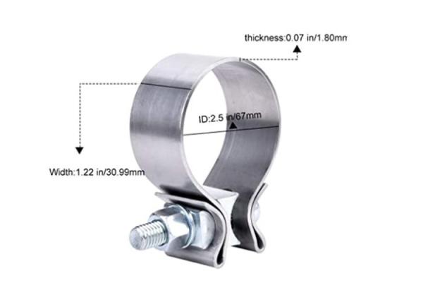 2.5 2 1/2 Narrow Band Muffler Seal 304 Stainless Steel Exhaust Clamps