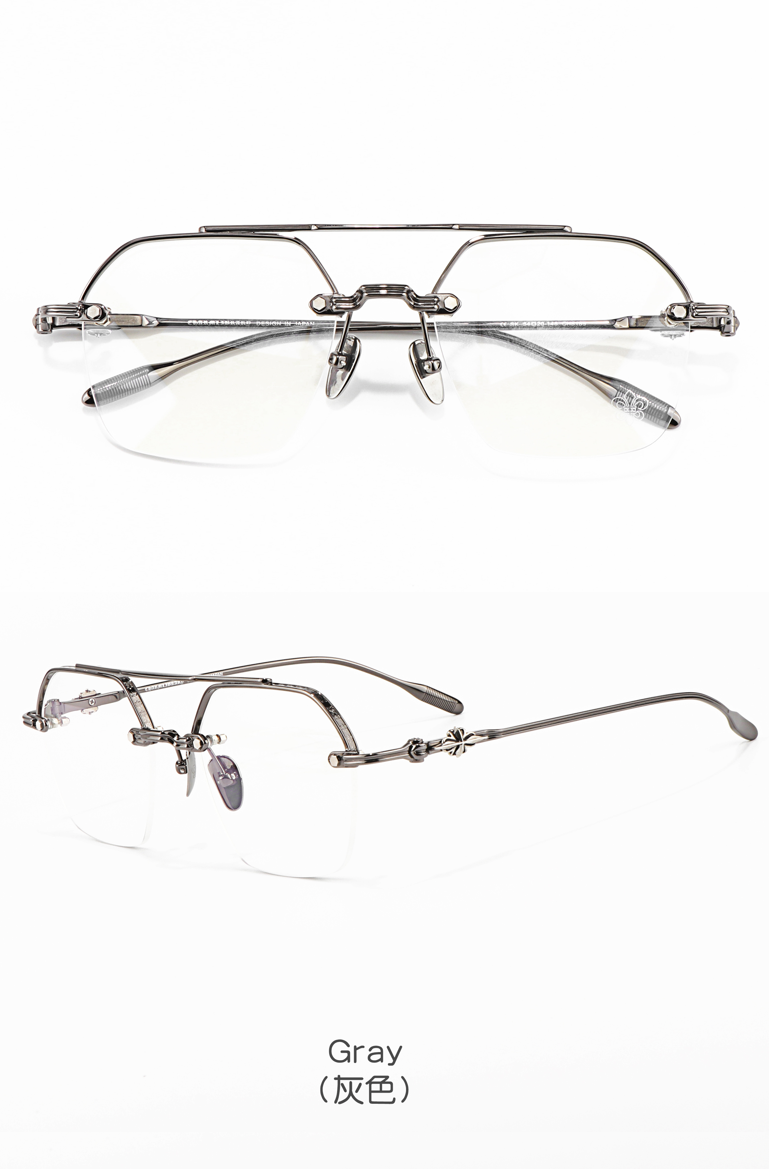 Women's Men's Pilot Half Frame Black Optical Prescription Presbyopia Large Frame Luxury Brand Light Frames for Eye Glasses Eyes