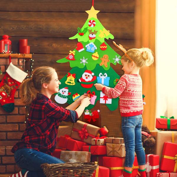 3D DIY Xmas Decorations 29pcs Ornaments Felt Christmas Tree Wall Hanging