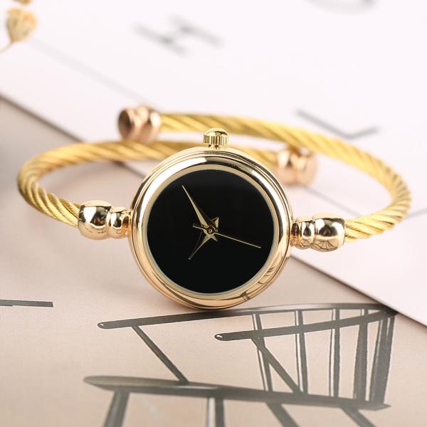 Nonwaterproof Quartz Watch Women'S Gold Bracelet Watch 4mm Band Width