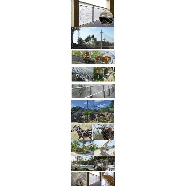 304 Stainless Steel Wire Flexible Cable Rope X-Type Infill Rope Mesh Balustrade Protective Net for Handrail/Railing/Staircase/Balcony/Garden/Decorative Building