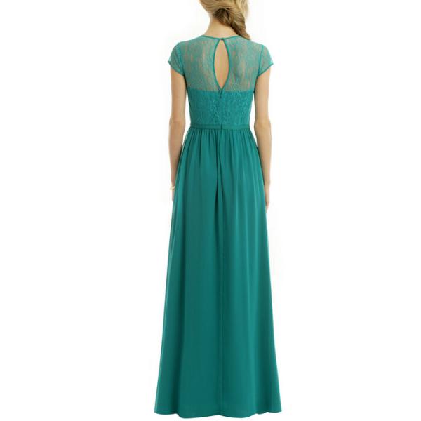 Teal Chiffon Gown Floor length Evening Dress