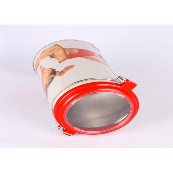0.23 MM Cylinder Coffee Powder Packaging Metal Tin Boxes With Clear PET Window